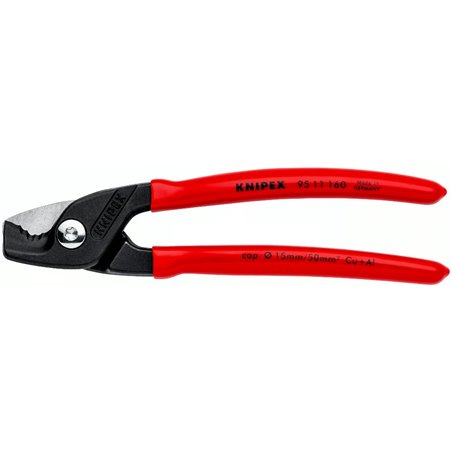 Tijeras para cables KNIPEX StepCut, longitud 160 mm, superficie lacada, mangos recubiertos de plástico
