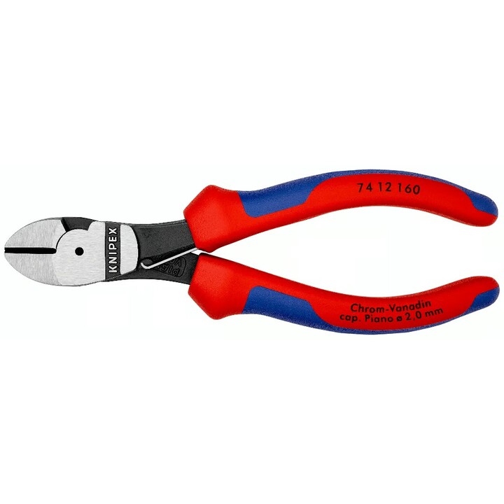 KNIPEX 74 12 160 alicate de corte diagonal de fuerza 160 mm negro