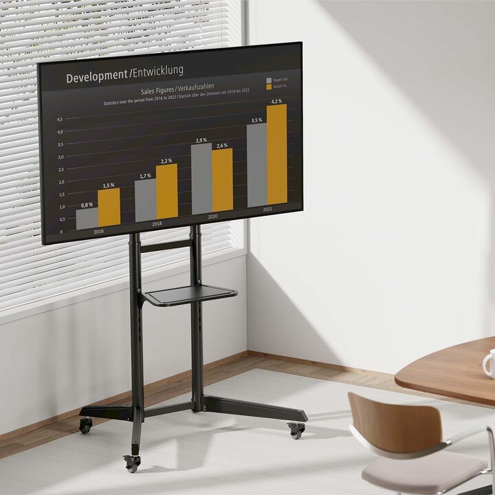 FT70TE-211 Stand de plancher Eco avec roues, bac DVD pour moniteur / télévision 50kg (37-70 lb), noir