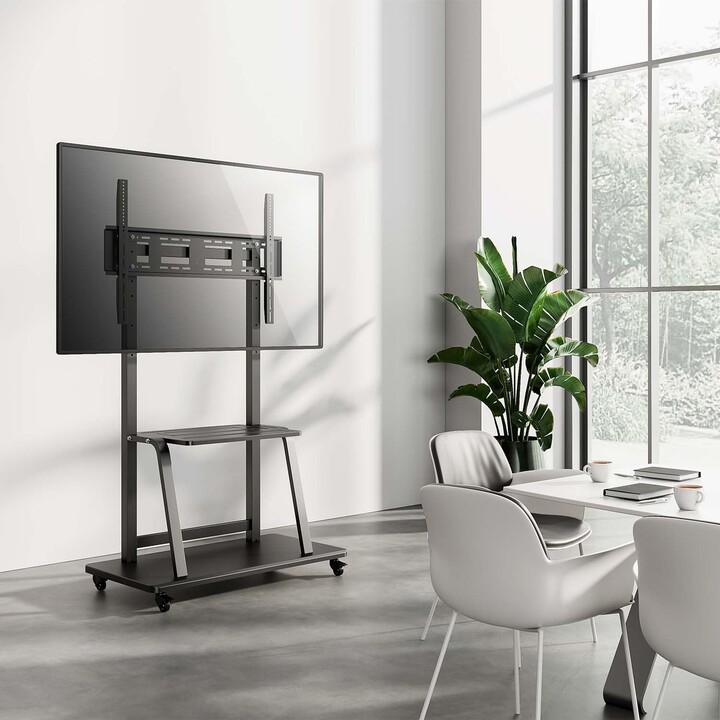 Soporte de suelo Aisens ECO con Ruedas y Bandeja DVD para Monitor/TV 150Kg de 37-100" Negro