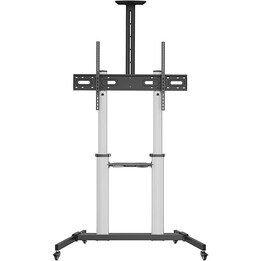 Support de plancher professionnel avec roues, plateau DVD et support de caméra pour moniteur / télévision 100kg 60-100, noir-arg