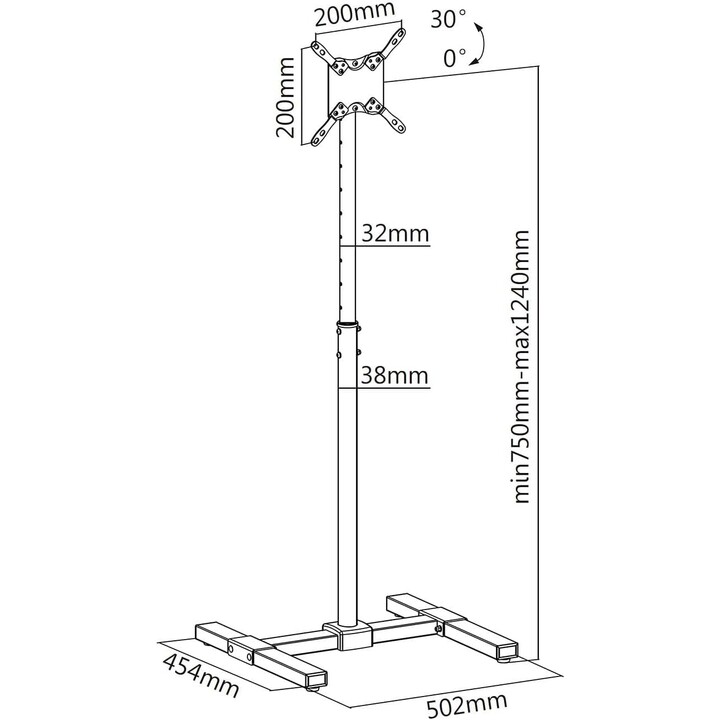AISENS FT42TE-261 Tilting e extensível piso de piso para 13-42" TVs, 20kg, preto