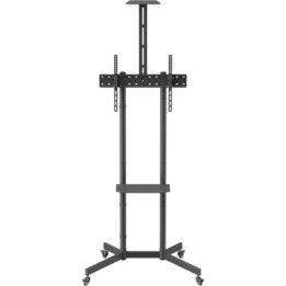 Aisens FT70TE-335 ECO-Bodenständer mit Rädern, DVD-Tablett und Kamera-Halterung für Monitor/TV 45 kg 37-70 cm, Schwarz