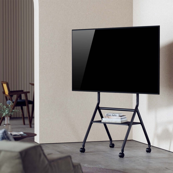 AISENS FT86FE-329 STAND ECO com rodas, 1 bandeja, exibição interativa/TV 80kg 37-86, preto