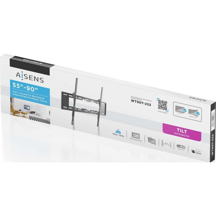 Soporte Aisens WT90T-233 Eco Inclinable para Monitor/TV 50Kg de 55-90, Negro