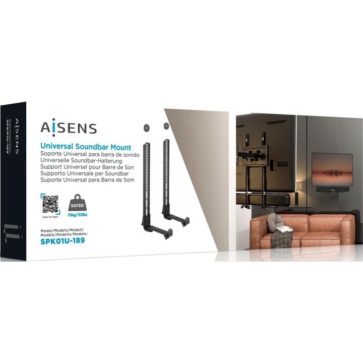 AISENS SPK01U-189 UNIVERSAL SOLSBAR MOLT, BLACK