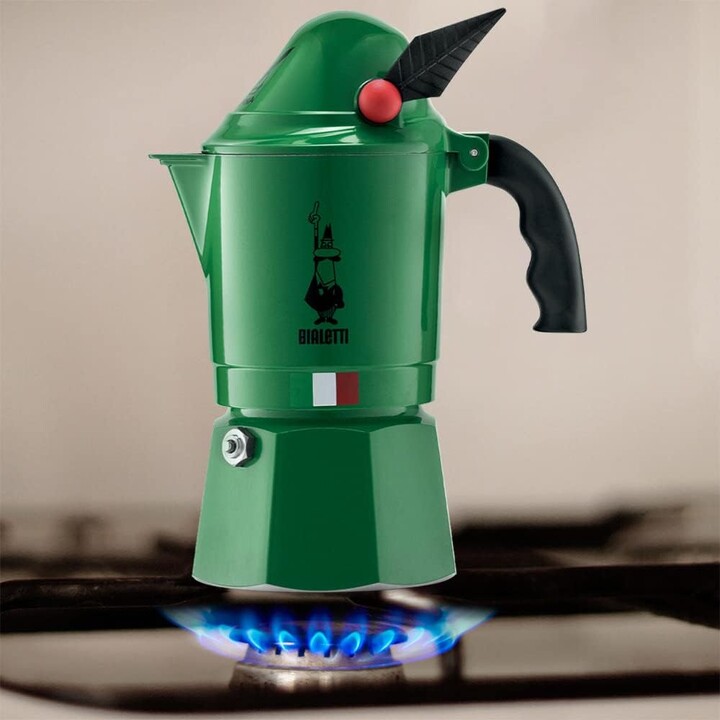 Bialetti Moka Express Alpina: Iconic Stovetop Espresso Machine, 3-Cup Moka Pot (4.3 oz - 4.4 fl oz), Aluminum, Green