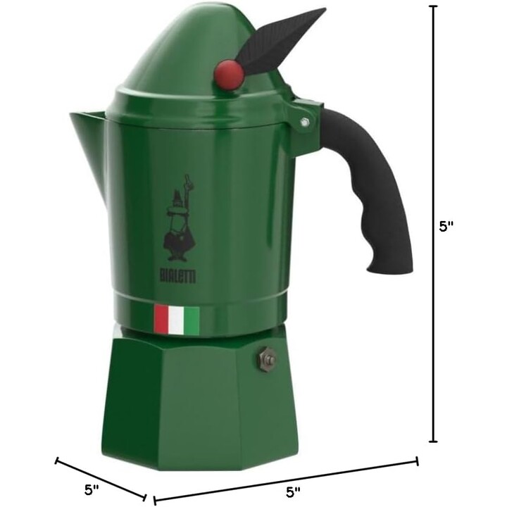 Bialetti Moka Express Alpina: Máquina de espresso de estufa icónica, olla Moka de 3 tazas (4.3 oz - 4.4 fl oz), aluminio, verde