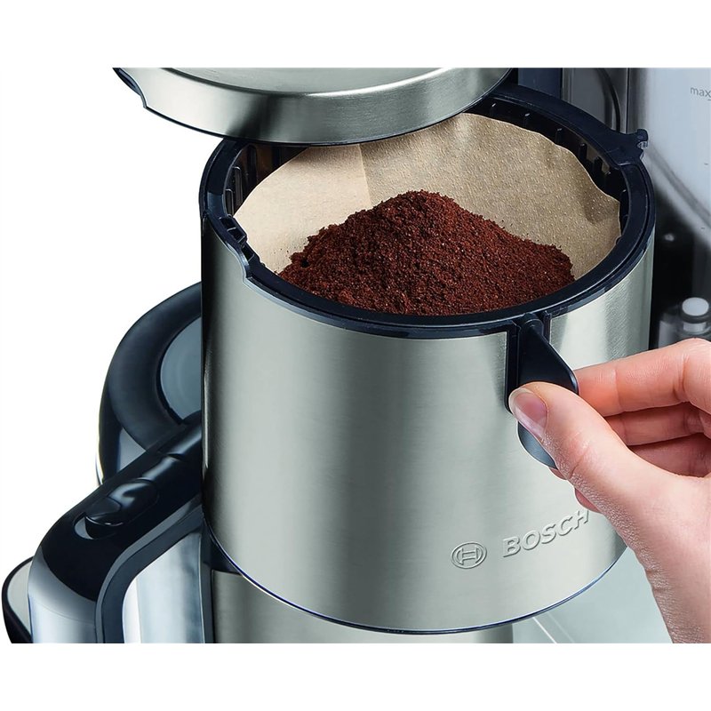 Bosch Styline TKA8A681 Cafeteira de filtro, sensor de aroma, cafeteria térmica de aço inoxidável de 1,1 L, para 8-12 xícaras