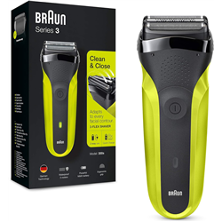 Braun Series 3 300S Staver Eléctrico con 3 cuchillas flexibles, recargable e inalámbrico, rasurador eléctrico con película lavab