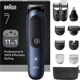 Kit de estilo todo en uno Braun Series 7 AIO7540 245036 Batería azul oscuro metalizado 11 Au