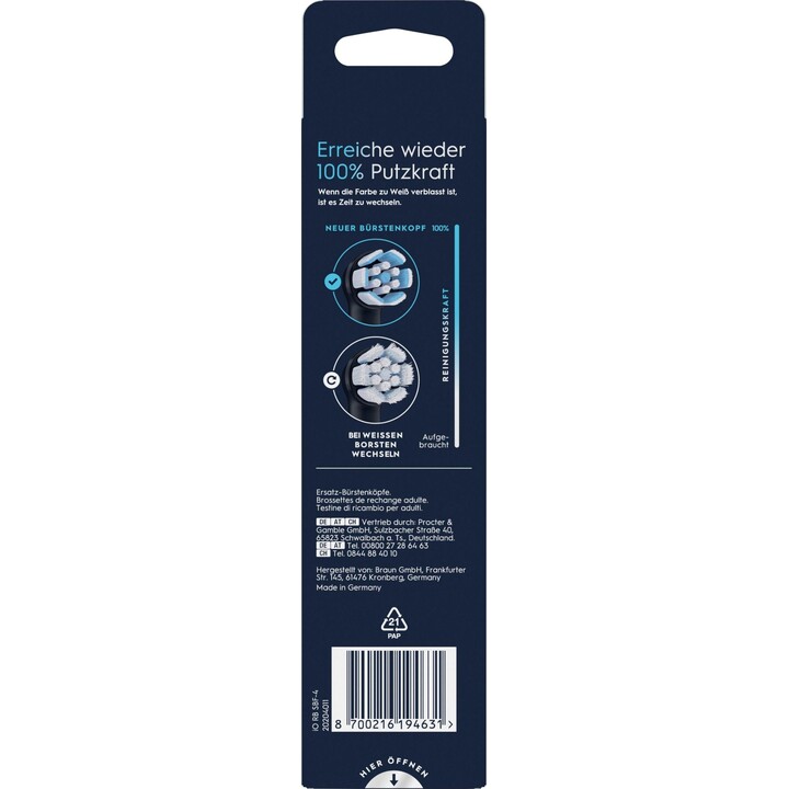 Oral-B iO replacement brush heads gentle clean black 4 pcs