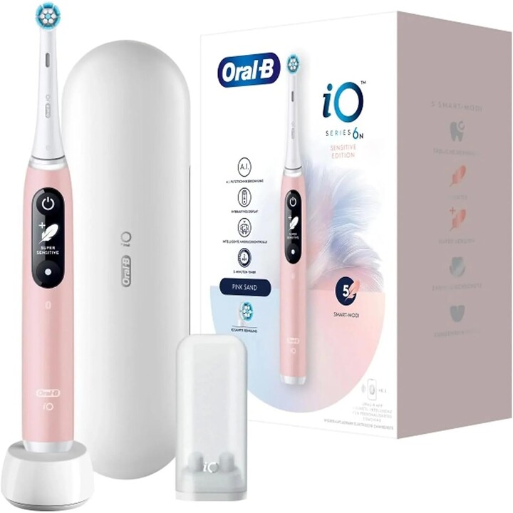 Brosse à dents électrique Oral-B IO 6 Edition sensible, technologie magnétique, 2 pinceaux, 5 modes de brossage pour les soins d