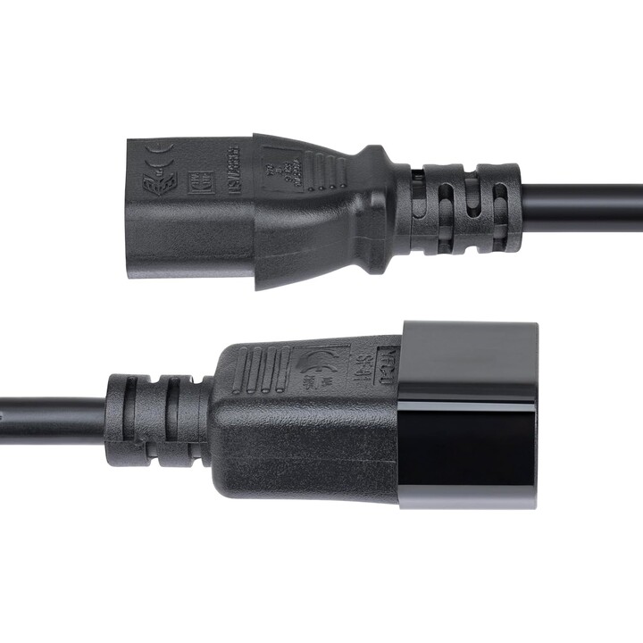 StarTech.com 4,5m Stromkabel Verlängerung, C14 zu C13 PDU Kabel, 10A 250V, 14AWG, Stromkabel für PDU/Netzteil, Dekra KEMA-KEUR Z