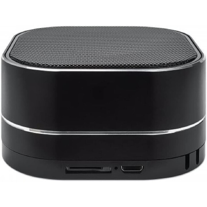 O alto -falante Bluetooth Manhattan Metallic (microfone, rádio FM, saída de som decente (3W), 6 horas de reprodução)