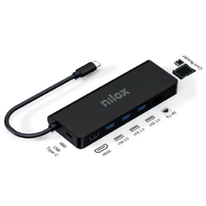 NILOX NXDSUSBC04 station d’accueil USB-C 8 en 1 noir