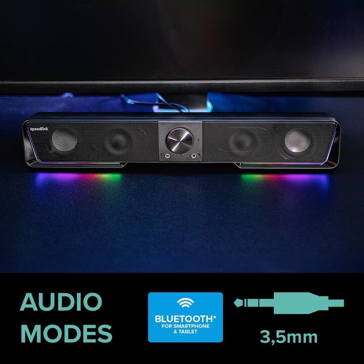 Altoparlante della barra audio stereo RGB Gravity con connessione Bluetooth per smartphone/tablet