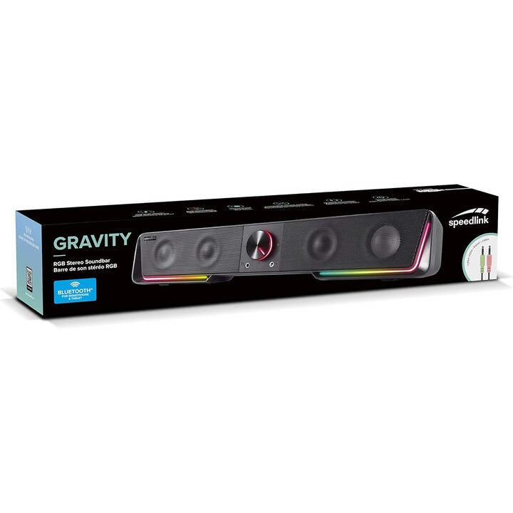 Gravity RVB Stéréo Sound Bar en haut-parleur avec connexion Bluetooth pour smartphone / tablette