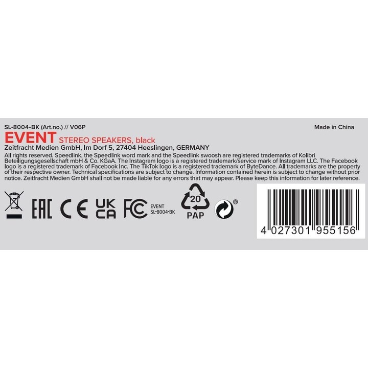 Événement USB 2.0 SPELERS SÉCURITÉS BLACK SL-8004-BK