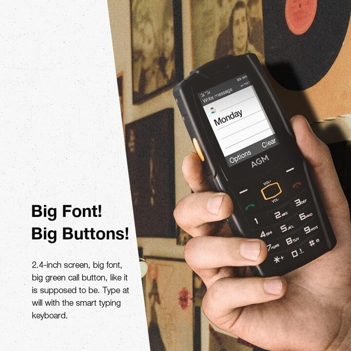 AGM M6, telefono robusto 4G, impermeabili, pulsanti di grandi dimensioni, potenti altoparlanti 109db, schede a doppia sim, 2500 