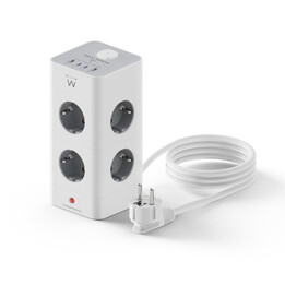 Multiprise d intérieur Ewent Ew3864 2 m 8 prises, gris, blanc