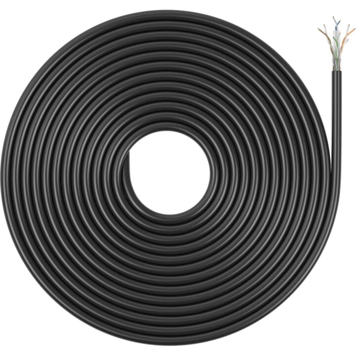 Aisen A135-0751 Câble réseau imperméable extérieur RJ45 Cat.6 UTP Rigid CCA AWG23, noir, 305m