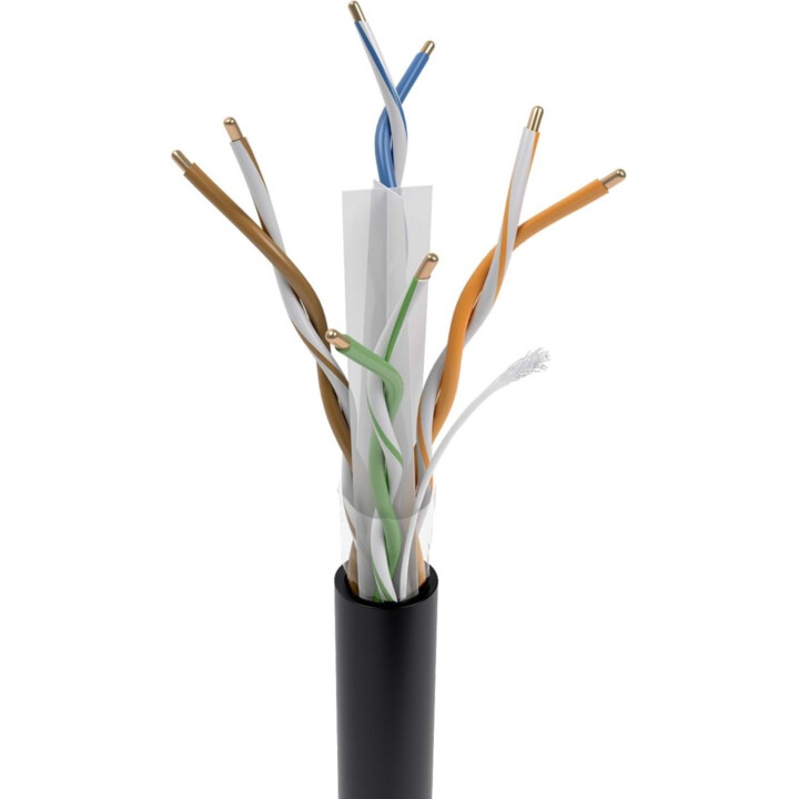 Aisen A135-0751 Câble réseau imperméable extérieur RJ45 Cat.6 UTP Rigid CCA AWG23, noir, 305m