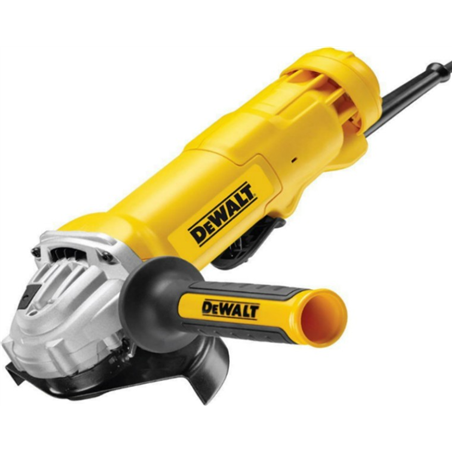 Dewalt DWE4203-QS 125 mm 1,010W 11,000 rpm Mini Grinder con interruptor Deadman, 1010 W, 230 V, negro/amarillo
