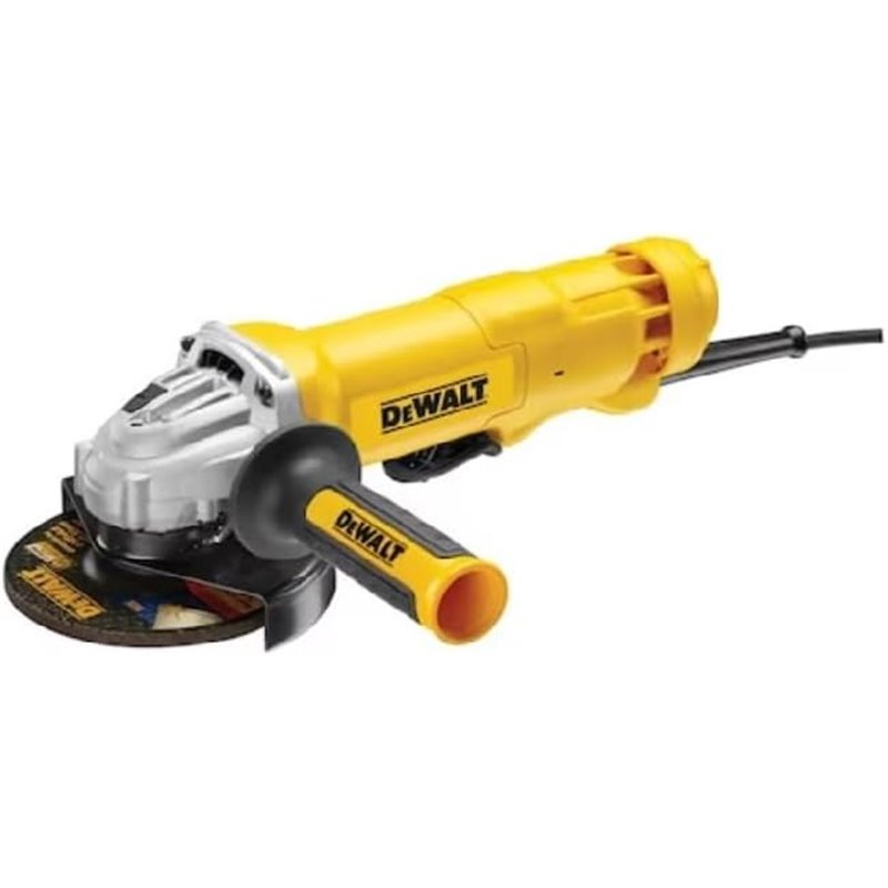 DeWalt DWE4203-QS 125mm 1,010W 11,000 RPM Mini Grinder with Deadman Switch, 1010 W, 230 V, Black/Yellow