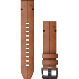 Garmin QuickFit 22mm Leather Replacement Band, Brown/Grey