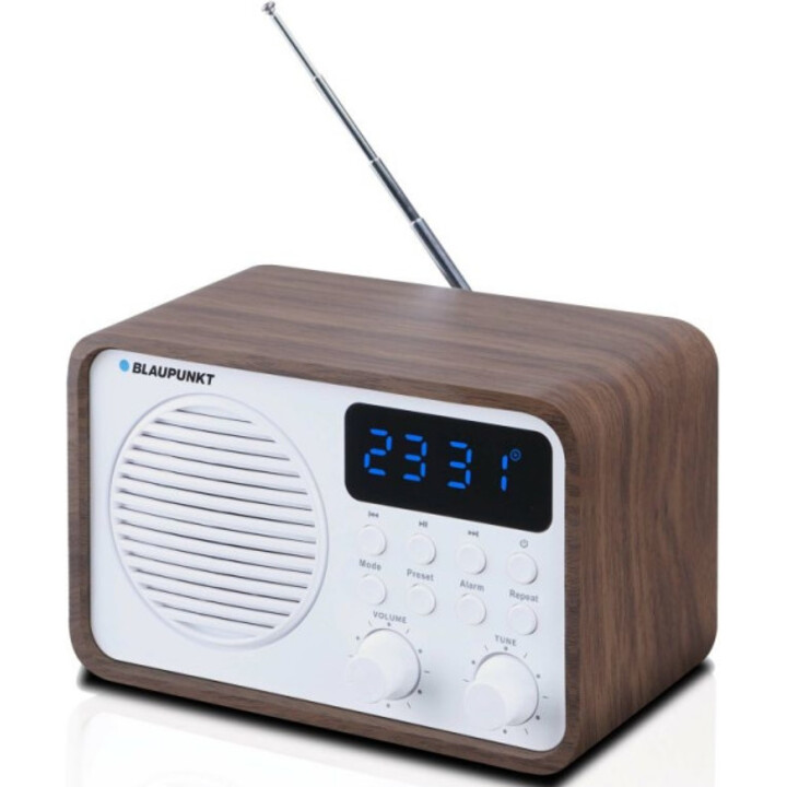 Radio portátil con Bluetooth y USB BLAUPUNKT PP7BT, color: marrón madera/blanco