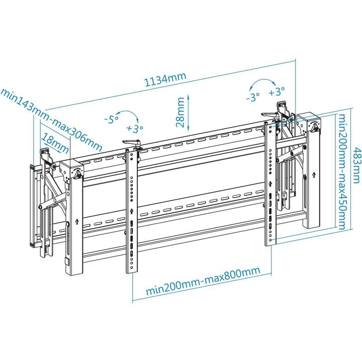 Tooq Tqvw5470t Videobontage für 54"-70" Anzeigen, schwarz