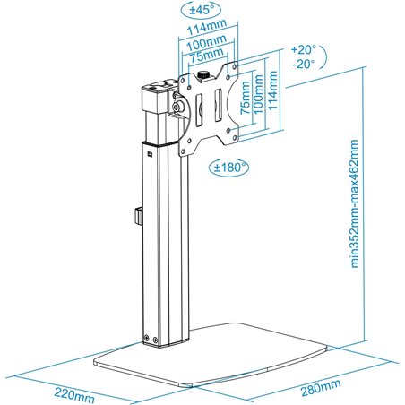 TOOQ DB1732TN-B table stand for 17\"- 32\" screens, Max. 7KG, Black