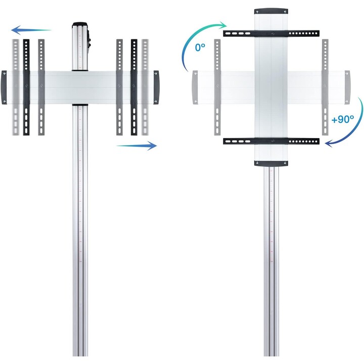 Soporte de Suelo TOOQ FS2270M-B con Anclaje Fijo, de Aluminio, para Pantallas de 37"-70", Color Plata