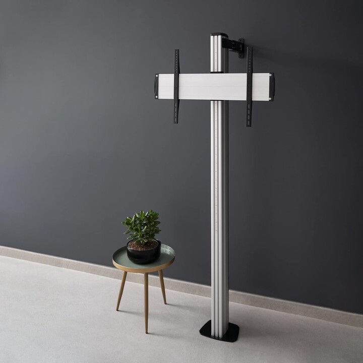 Soporte de Suelo TOOQ FS2270M-B con Anclaje Fijo, de Aluminio, para Pantallas de 37"-70", Color Plata