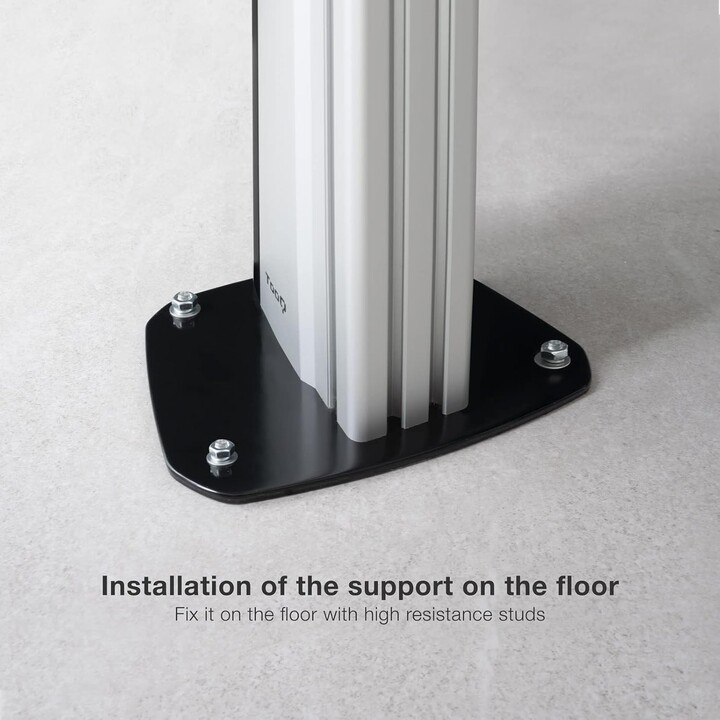 Soporte de Suelo TOOQ FS2270M-B con Anclaje Fijo, de Aluminio, para Pantallas de 37"-70", Color Plata