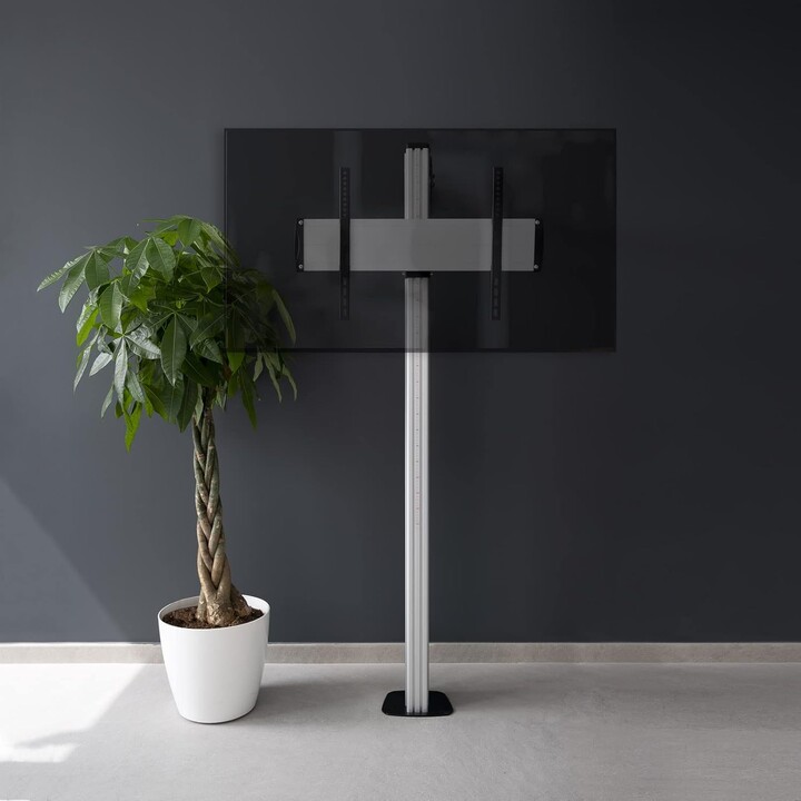 Soporte de Suelo TOOQ FS2270M-B con Anclaje Fijo, de Aluminio, para Pantallas de 37"-70", Color Plata