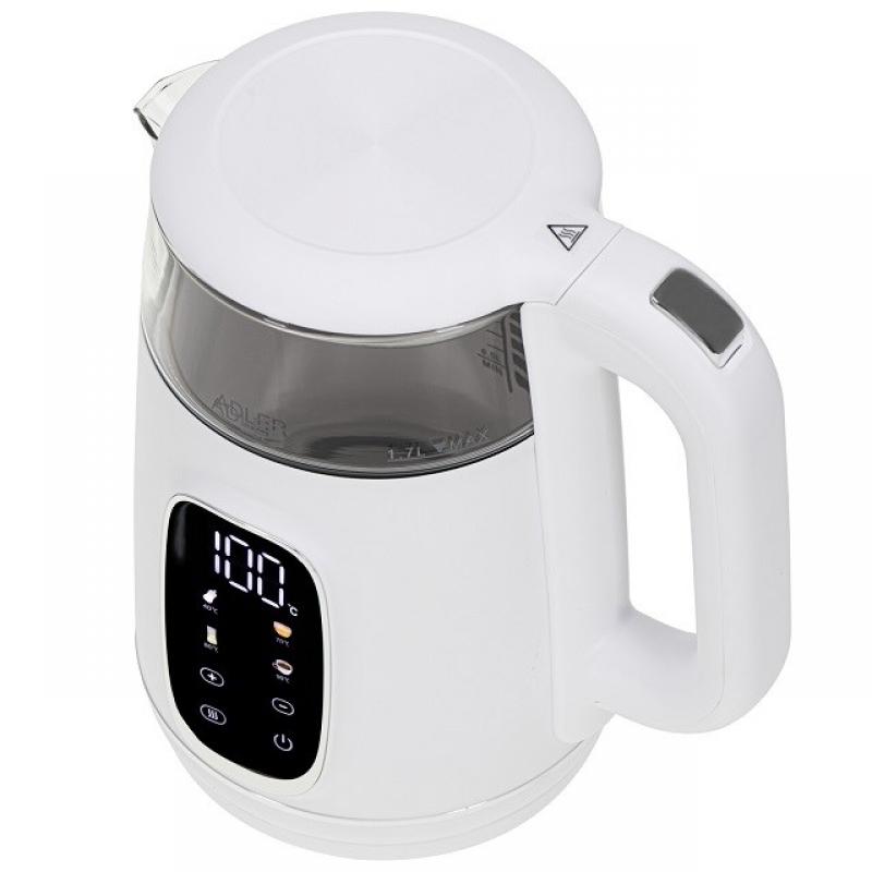 ADLER AD 1305 hervidor eléctrico blanco/plateado