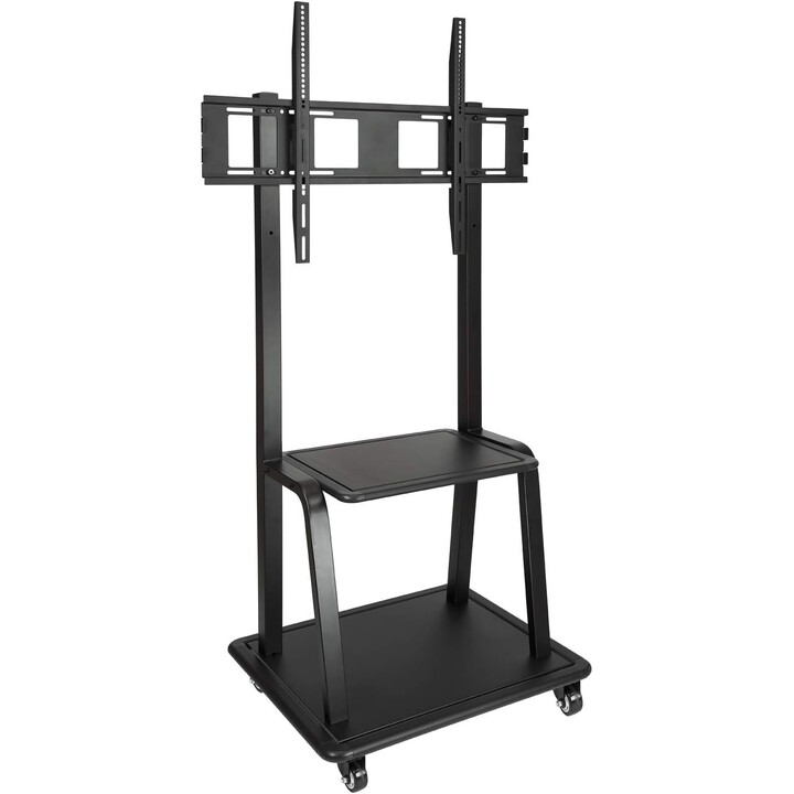Tooq FS20100M-B-Bodenständer mit Rädern für 37"-100" Bildschirme, Doppelplatte, Vesa bis zu 800 x 600, schwarz