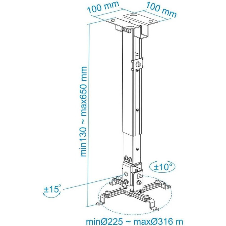 Tooq PJ2012T-W TECLOILAR PARA proyectores, capacidad de 20 kg, blanco