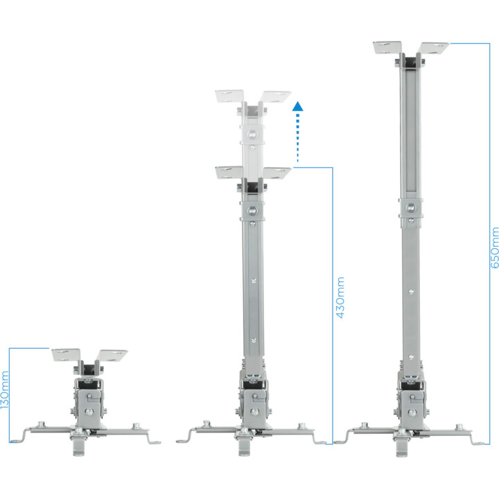 Soporte de techo TOOQ PJ2012T-S para proyectores, capacidad de 20kg, color Plata