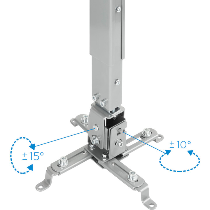 Soporte de techo TOOQ PJ2012T-S para proyectores, capacidad de 20kg, color Plata
