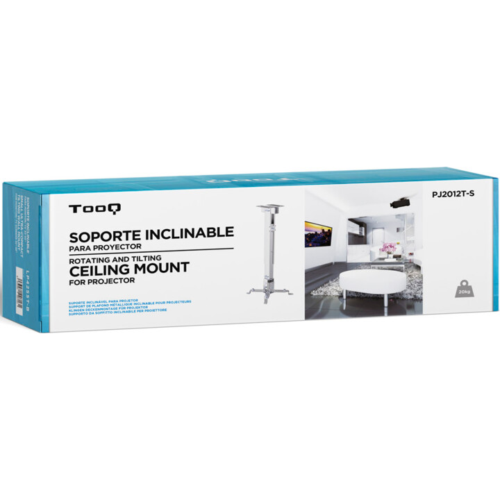 Soporte de techo TOOQ PJ2012T-S para proyectores, capacidad de 20kg, color Plata