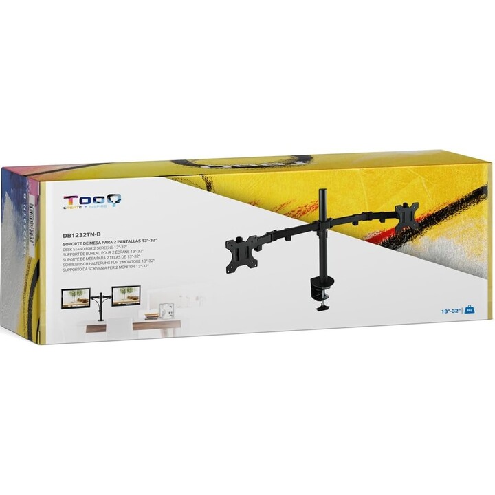 Soporte de mesa TOOQ DB1232TN-B para 2 pantallas 13"-32", Compatible con VESA: 75x75 y 100x100