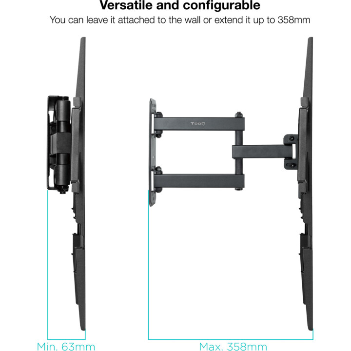 Soporte de Pared TOOQ LP7843TN-B Giratorio/Inclinable para TV 32"- 55" VESA 400x400 Máx 35 Kg