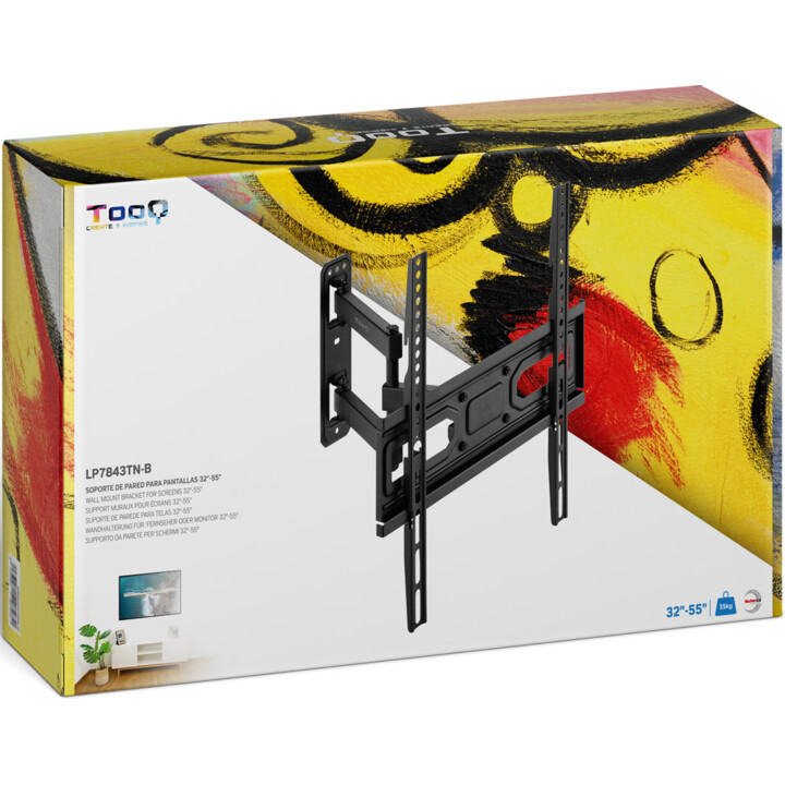 Soporte de Pared TOOQ LP7843TN-B Giratorio/Inclinable para TV 32"- 55" VESA 400x400 Máx 35 Kg