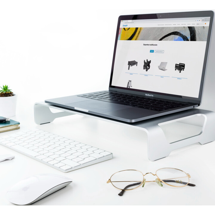 Soporte Elevador TOOQ TQMR0004 para Monitor/Portátil, color Plata