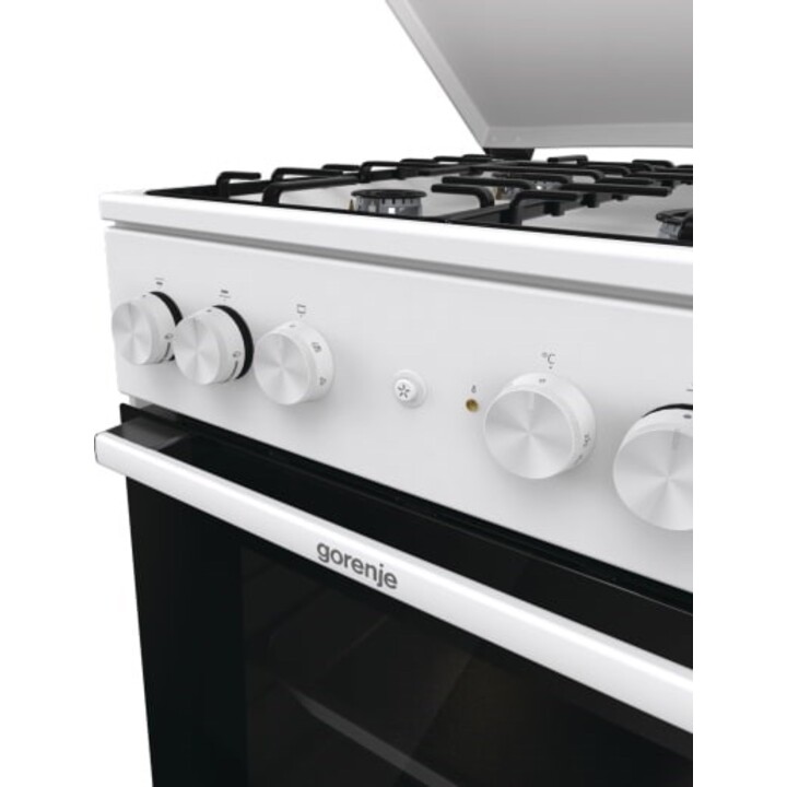Gorenje, GK5A22WH, Gas- und Elektroherd mit 67L HomeMade-Backofen und 4 hocheffizienten Brennern, Weiß