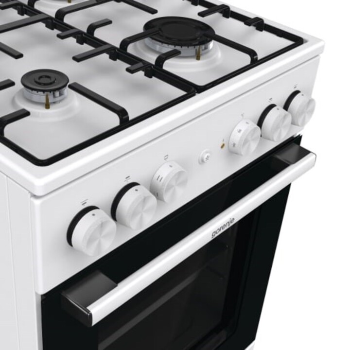 Gorenje, GK5A22WH, Gas- und Elektroherd mit 67L HomeMade-Backofen und 4 hocheffizienten Brennern, Weiß