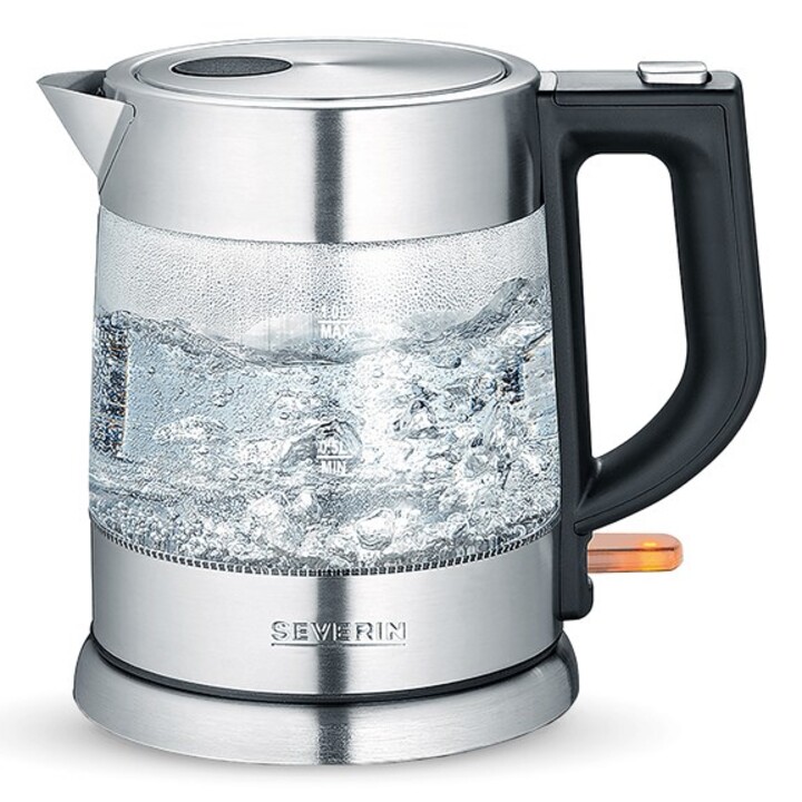 Severin WK 3468 bouilloire 1 L 2200 W Noir, Acier inoxydable, Transparent